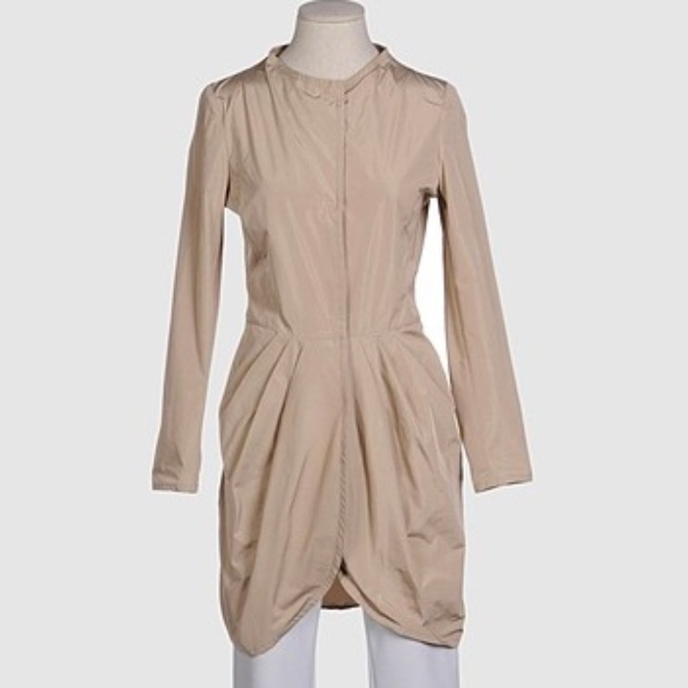 BQB Italy NWOT Light Olive Green Unlined Trench Raincoat Shacker Jacket Sz 6 42